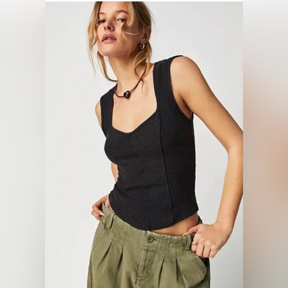Free People Boss Babe Black Tank